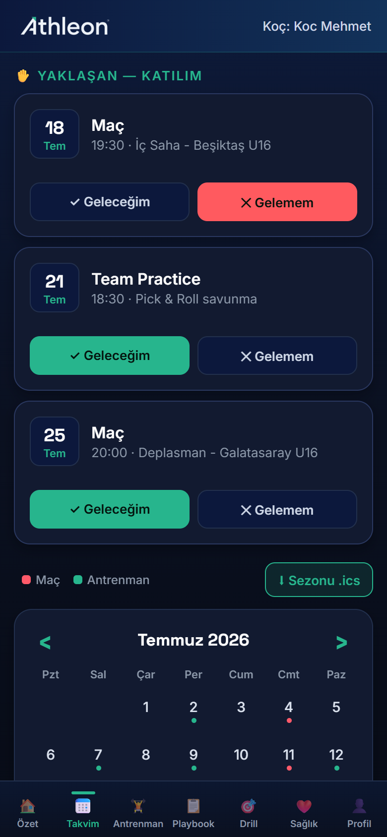 Takvim & Katılım
